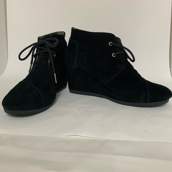 Toms black suede wedge booties - Picture 3 of 7
